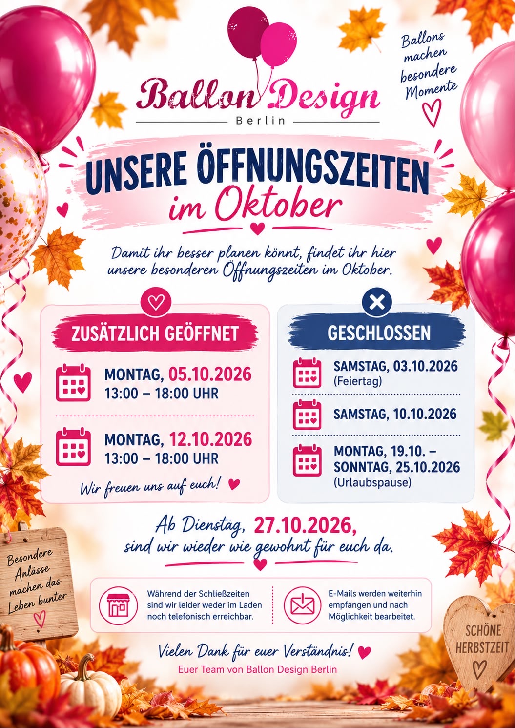 Urlaubsankündigung